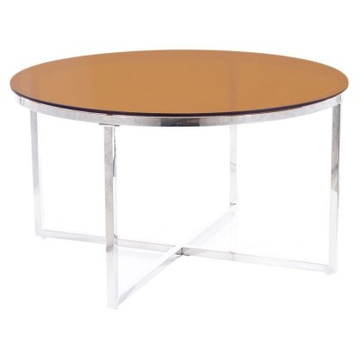 Стол журнальный SIGNAL CRYSTAL A дымчатый янтарь/серебряный, d80